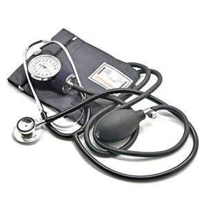 Belmalia Sphygmomanomètre Anéroïde avec Stéthoscope Pavillon Double, Tensiomètre Bras Manuel, Sac pour Service de Secours, Médecin, Consultation, Noir (DW 6 9 FR, neuf)