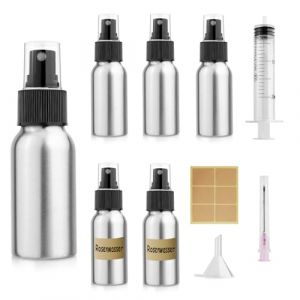 Furuising Lot de 5 Flacon Spray Vide en Aluminium, 30ml Fine Bouteille Spray Vide, Petit Refillable Flacon Vaporisateur Vide avec 20ml Seringue, Entonnoir pour Cosmétique Parfums Lotions (Furuising, neuf)