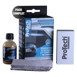 ProTechMC | Kit Complet Rénovateur Plastiques Ternes pour Voiture | Restauration Plastiques Intérieurs & Extérieurs | Éclat et Brillance d'Origine Assurés | Made In France | 50 ml (Protech Services, neuf)
