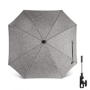 Winload Ombrelle Universelle pour Poussette, Parasol Anti UV 50+ pour Landau, Fixation pour Tube Rond ou Oval, Ombrelle Poussette avec Clip pour Fauteuil Roulant Poussette (Mingtao-EU, neuf)