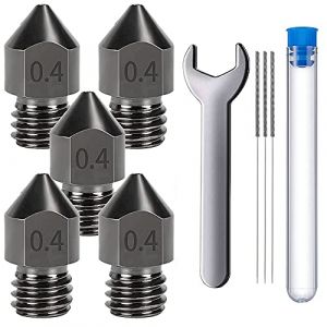 MMOBIEL Lot de 5 Buses extrudeuses MK8 en Acier trempé pour imprimante 3D Creality Ender 3, Ender 5, CR-10/10S, Makerbot, Anet A8 avec 3 Aiguilles de Nettoyage et clé 0,4 mm (Menko Telekom, neuf)