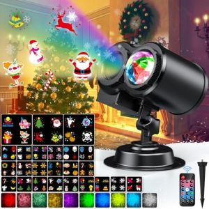 YAZEKY LED Projecteur Noel Exterieur 2 en 1, 24 Diapositives et 10 Couleurs Océan Lampe de Projection Noël Extérieur Intérieur avec Télécommande pour Décoration Noël, Fête, Halloween (KONERNO, neuf)