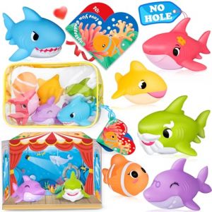 Oriate - Shark Jouet Piscine.sans Moule Jouet De Bain sans Trou Cadeau Bebe Naissance.Jeux Piscine Jouet Plage. Th&eacute;&acirc;tre De Marionnettes Carte Anniversaire Sac De Rangement Inclus.+ 12 Mois Jouet Bebe (Oriate, neuf)