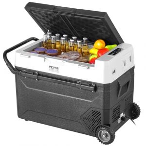 VEVOR Réfrigérateur Portable à Compression 60 L, Mini Frigo de Voiture 12 V, Glacière sur Roulettes à Zone Unique, Température Réglable -20 °C à 20 °C, pour Camion Bateau Maison Camping Extérieur (New Clear VEVOR, neuf)