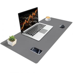 Niviy Sous Main Bureau Tapis de Bureau xxl Cuir PU Tapis de Souris Protection Bureau Antid&eacute;rapant et Imperm&eacute;able Desk Mat pour Bureaus et Maison Gris Fonc&eacute; 100x40cm (Kaidishi-EU, neuf)