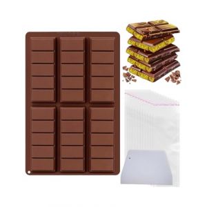 MOPZIJA Moule Tablette Chocolat, moule chocolat dubai，moule tablette，Antiadhésif Moule Chocolat, Moule Silicone Tablette De Chocolat pour Chocolat, Bonbons，apporter 100 sacs OPP + grattoir (qinhuangdaozhaozangshangmaoyouxiangongsi, neuf)