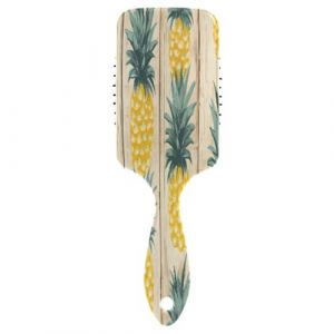 Brosse à cheveux avec coussin d'air - Jaune et rouge - Ananas - Pour cheveux épais et démêlants antistatiques (DEJESJ, neuf)