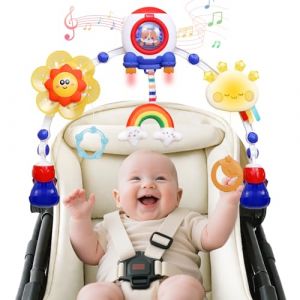 KalaDuck Jouet Arche Poussette Bebe, Arche d'&eacute;veil B&eacute;b&eacute; avec Hochet, Moulin &agrave; Vent et Lumi&egrave;res Musicales, Sensoriel Arche de Jeux Pliable pour Lit, Transat, Landau et Si&egrave;ge Auto pour Gar&ccedil;ons Filles (XUANYU LTD, neuf)