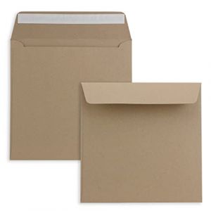 FarbenFroh de GUSTAV NEUSER 250 x enveloppes en papier kraft (marron) enveloppes &agrave; lettres carr&eacute;es 15,5 x 15,5 cm adh&eacute;sif surface mate enveloppes postales ind&eacute;formables (GUSTAV NEUSER GmbH, neuf)