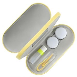 MoKo &Eacute;tui &agrave; Lunettes Double Couche, 2 en 1 Bo&icirc;te &agrave; Lunettes de Soleil Lentilles de Contact, Sac Lunettes Portable Voyage avec Miroir, &Eacute;tui Ultra L&eacute;ger de Rangement pour Femme Homme Gar&ccedil;on Fille, Jaune (KnoWhite, neuf)