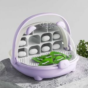 Boîte de culture de vers à soie, capsule d'élevage de vers à soie, cage d'habitat animal, boîte d'élevage pour reptiles, boîte d'élevage portable transparente avec poignée (violet) (Waycin, neuf)
