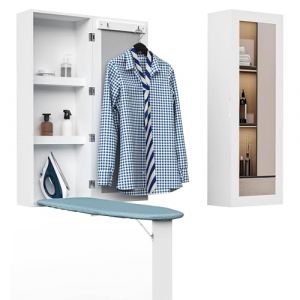 Organizedlife Planche à Repasser, Table à Repasser Compacte Intégrée, Armoire de Rangement Murale avec Miroir, Pied de Support Pliable, Gain de Place pour Maison & Appartement, 95x35.5x17.5CM (Organizedlife, neuf)