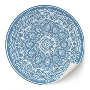 Moquette autocollante avec structure textile v&eacute;ritable pour maison de poup&eacute;e &agrave; l'&eacute;chelle 1:12 (tapis rond bleu blanc 1) (Byrg Miniatures, neuf)