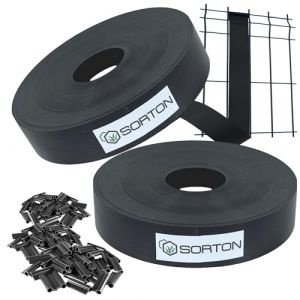 Sorton® Kit de Lamelles Occultation, Brise Vue Grillage Rigide pour Occultant Cloture, Bande Brise Vue Brise Vue PVC, Lamelle Occultante Grillage Rigide Bande Occultante 46MM x 140M+200Clips-RAL7016 (Sorton, neuf)