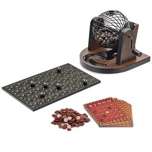 Navaris Jeu de Bingo - Jeu de Loto de 2 à 6 Joueurs avec 1 Cage en métal 12 Cartes 300 jetons 90 Boules 1 Plateau à Boules - À partir de 6 Ans (SX-Commerce, neuf)