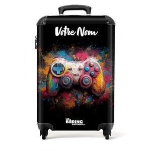 NoBoringSuitcases.com Valise Cabine Rigide Personnalisable, Bagage de Voyage pour Enfant avec Roulettes - 55x35x25cm (Multicolore) (NoBoringSuitcases, neuf)