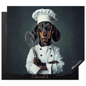 KitchenYeah© Protection Plaque Cuisson Deco Cuisine Cache Induction 59x52 cm Protège Pour Cuisiniere Protection Chien - Garde - Cuisinier (KitchenYeah, neuf)