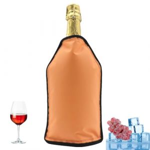 Rafra&icirc;chisseur Bouteille Vin & Champagne - Manchon Refroidisseur Rapide &agrave; Gel - Housse Thermique Souple et Universelle pour Vin Blanc, Ros&eacute;, P&eacute;tillant - Alternative Seau &agrave; Glace, Anti-Goutte - Orange (FineCare, neuf)