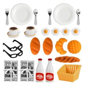 Ensemble de Nourriture Miniature pour Poupée, Miniature Nourriture Accessoires, Accessoires de Cuisine Kit de Nourriture et de Vaisselle, pour Maison de Poupée Miniature Décoration (tangyigroup, neuf)