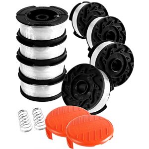Uchidodo Bobine Fil Coupe Bordure pour Black et Decker Coupe-Bordures, 8 Bobine de Fil Debroussailleuse avec 2 Couvercle de Bobine et 2 Ressort (fqdd, neuf)