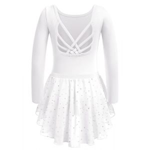 Arshiner Robe De Ballet pour Enfant en Coton Blanc Deux Pi&egrave;ces &agrave; Manches Longues Justaucorps De Ballet pour Filles Dos Nu Robe De Ballerine Corps De Danse pour Enfants avec Tutu 2-3 Ans (Arshiner Store, neuf)