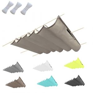 Voile d'ombrage rétractable ondulé 250x400cm(BxL) auvent de pergola rétractable pour terrasse Voile d'ombrage d'extérieur de Remplacement pour terrasse Garage Kaki (Mvp-Flei, neuf)