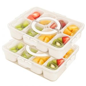 Bosmsaslad 2pcs Snack Box, 8 Compartiment Boîte à Collation Avec Couvercle et Poignée, Portable Plateaux à Collation avec Compartiments, Transparent Assiette de Snack per Picnic e Riunioni di Famiglia (NICOLAE STORE S.R.L., neuf)