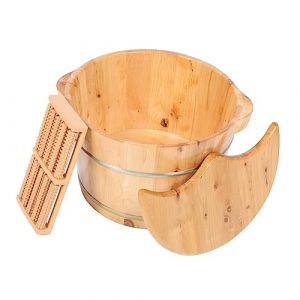 Gatuida Bassine En Bois Avec Couvercle Et Masseur Pratique Pour Bain Détente Musculaire (Queenie ruy, neuf)