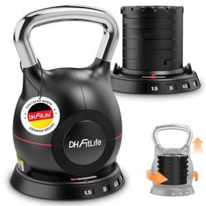 DH FitLife Kettlebell réglable 7-en-1 (1,5–10 kg) | 7 niveaux de poids | Idéal pour musculation, fitness & entraînement à domicile | Compact & peu encombrant (DH FitLife GmbH, neuf)