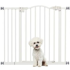 PawHut Barri&egrave;re de s&eacute;curit&eacute; pour Chien Extensible 74-94 cm pour Portes et escaliers Blanc Barri&egrave;re de s&eacute;curit&eacute; pour Animaux de Compagnie &agrave; Double Verrouillage avec Pression (OutSunny Iberica, neuf)