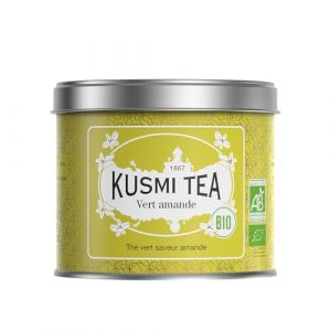 Kusmi Tea - Vert Amande Bio - M&eacute;lange Biologique de Th&eacute; Vert Aromatis&eacute; &agrave; l'Amande - Th&eacute; Vert Aromatis&eacute; - Bo&icirc;te en M&eacute;tal 100g - Quantit&eacute; pour environ 50 Tasses (Kusmi Tea - Paris, neuf)