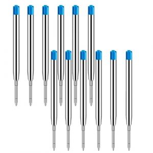 12 pièce Cartouche Stylo Bille, Recharge Stylo Bille, Stylo Bille Pointe Fine, Rollerball refill, Recharge Remplacement, Pour Remplacement Recharges Stylo à Bille (Bleu) (liqiangdeouzhoudianpu, neuf)