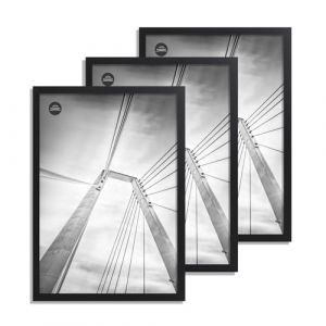 lincoolart Lot de 3 cadres photo en bois noir 30x40 cm, cadres 30x40 pour posters, photos, puzzles, cadre en bois MDF avec verre acrylique (lincool, neuf)