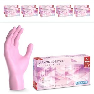ARNOMED gants jetables rose, gants nitrile taille S, gant jetable 2000 pièces (20 boîtes), gants en nitrile non poudrés & sans latex, gants jetable cuisine, gants a usage unique en XS, S, M & L (arnowa, neuf)