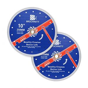 Disque Diamant Carrelage 250mm- BRSCHNITT Disque à Tronçonner Diamante Lame de Scie avec X Maille Turbo pour Porcelaine Tuile Marbre Céramique Granit(Lot de 2).. (BRSCHNITT TOOLS, neuf)
