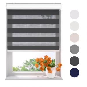 Radeco® Store Enrouleur Jour Nuit 95 x 175 cm (LxH) Noir, translucide ou Transparent, Largeur de 40 à 220 cm, sans perçage Possible, Store, Store Jour Nuit, Stores intérieurs (WINDOW-DECORATIONCOM, neuf)