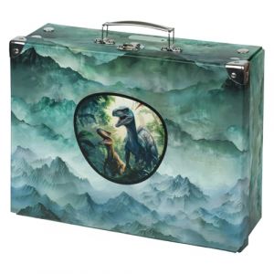 Baagl Valise pour enfants pour jouets et fournitures scolaires, valise en carton, valise à jouets, valise de jeu, valise pliable pour enfant, valise pliante avec poignée en métal, Dino I (PRESCO GROUP A.S., neuf)