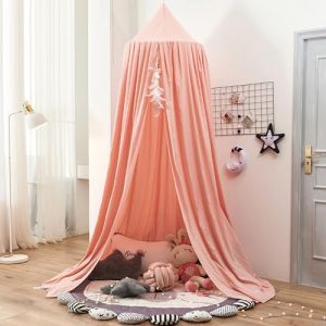 Odot Ciels de Lit Enfants pour Fille et Garcon, Bleu Marine Ciel de lit B&eacute;b&eacute; Tente Lit Princesse Maison de Jeux, Baldaquin Moustiquaire D&eacute;coration pour D&ocirc;me Chambre (orange,65cm) (Odot, neuf)
