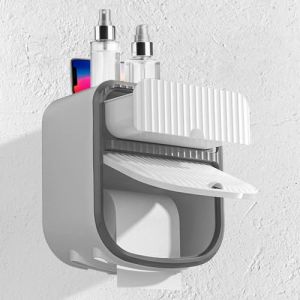 Tissting Porte-Papier Toilette, Distributeurs De Papier Toilette Muraux avec Tiroir, Bo&icirc;te Porte-Rouleau De Papier Toilette en Plastique Autocollant pour Salle De Bain, Cuisine, Salon(Noir) (Auppicio, neuf)