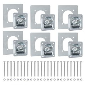 EXLECO 6 x Anneau D'arrimage pour Remorque, Anneaux de Remorque Cavit&eacute;s D'arrimage avec Contre-Plaques et 24pcs Vis, &OElig;illets Arrimage Galvanis&eacute;s Anneau Arrimage Encastrable 800 daN Accessoire Remorque (ZLH2019, neuf)