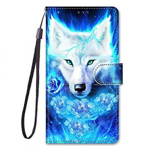 Nodigo Coque pour iPhone SE 2020 2022/iPhone 8/iPhone 7/iPhone SE3 Antichoc avec Support Clapet Design Animal Motif Dr&ocirc;le Bumper Kickstand Case Cover Housse Fille Femme Homme Portefeuille - Wolf B (Nodigo, neuf)