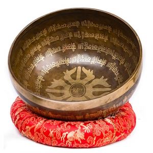 TT-YEC Bol Chantant Tib&eacute;tain Fait &Agrave; La Main, Bol De M&eacute;ditation pour D&eacute;butant en Laiton (B&acirc;ton De Bol Chantant Et Coussinet D'anneau), Bol Sonore Tib&eacute;tain pour La Relaxation Spirituelle,24cm (Box of Whimsy, neuf)