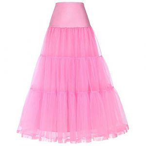 SSDH Jupon Long à Volants Crinoline Vintage Mariage Jupon de mariée pour Robes de mariée sous-Jupe Rockabilly Tutu (Rose, M) (Sanduohua, neuf)