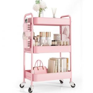 Urackify Chariot de Rangement Utilitaire pour diverses Applications – Chariot à roulettes en métal à 3 Niveaux avec Panneaux perforés, paniers et Crochets pour Un Rangement supplémentaire dans la (urackify, neuf)