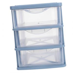 VICASKY Organisateur Tiroirs de Rangement de Bureau 3 Niveaux Bleu Transparent Bo&icirc;te Rangement Cosm&eacute;tiques Polyvalente pour Bureau &Eacute;l&egrave;ve et Maquillage (Belicious Helper, neuf)