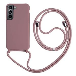 Coque avec Collier Compatible avec Samsung Galaxy S22,Tour de Cou Lani&egrave;re en Corde Pendentif Housse,Silicone Souple Rose Gold (2ndSpring, neuf)