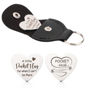 Jeton de C&acirc;lin de Coeur & Porte Cl&eacute;s en Cuir, Porte Cl&eacute;s C&acirc;lin de Poche pour Petite Amie Petit Ami C&acirc;lin de Poche Pocket Hug Token pour Amis Femmes Hommes Cadeaux de No&euml;l Thanksgiving Amiti&eacute; (funysion, neuf)