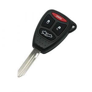 BROVACS Coque de cl&eacute; de rechange compatible avec DODGE JEEP CHRYSLER MITSUBISHI Cl&eacute; t&eacute;l&eacute;commande 3 boutons + Panic 4 BTN PG751D (fassport, neuf)