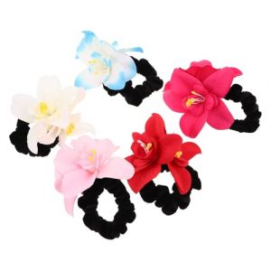 Zerodeko 5 Pi&egrave;ces Bandeaux &Eacute;lastiques en Tissu Fleuris pour Cheveux Femmes Filles &Eacute;lastiques &agrave; Fleurs pour Queue de Cheval Mariage Plage (Joseph Xu, neuf)