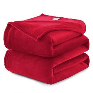 WAVVE Plaid Couverture Polaire Flanelle en Microfibre, Jet&eacute; de Canap&eacute; 220x240 Rouge, Couverture lit Jete de Canape 2 Personnes, Plaid Fourrure Grand Chaud et Doux en Peluche, 240x220 (Wavve EU, neuf)